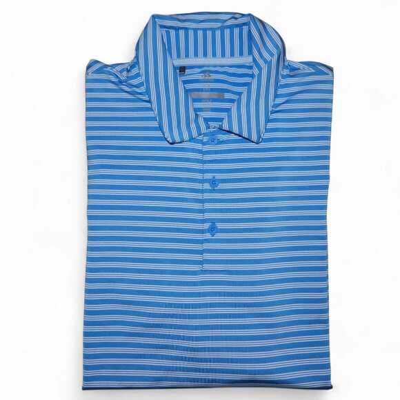 Adidas Climachill Men's Golf Polo Shirt Size M Tonal Stripe Blue/White NWT - Picture 1 of 8
